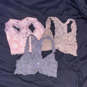 bundle of 3 lace bralettes